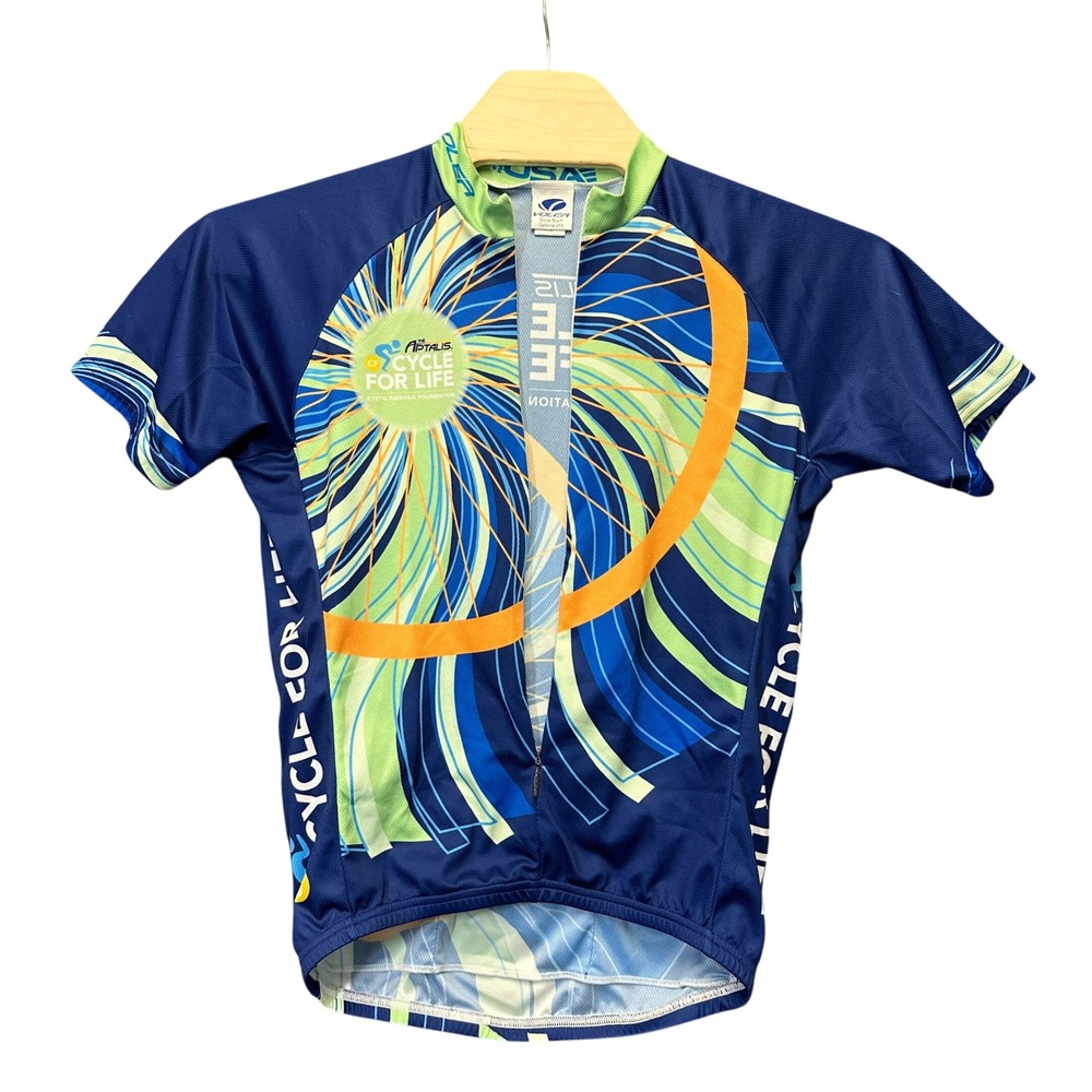 Voler Cycle For Life Cycling Jersey Mens Large Blue Green Club Raglan USA Made